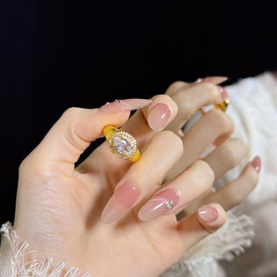 Zircon Oval Pigeon Egg Style Versatile For Women, Antique Ring, Light Luxury, High-end Feel, Hand Decoration, Opening_ipsvogv.com