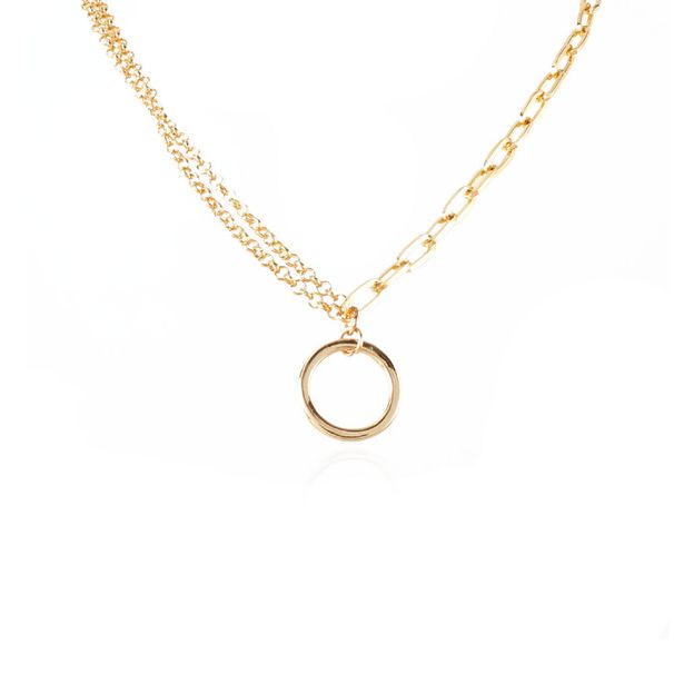 Double Layer Hollow Circle Pendant Necklace Female Ins Small Fresh Personality Temperament Clavicle Chain_ipsvogv.com