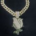 Long Layered Hip-Hop Men's Cuban Chain Fashion Cool Full Diamond Flower Pendant Necklace_ipsvogv.com