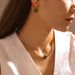 Four Leaf Flower Love Glass Stone Set Stainless Steel Earrings Necklace Bracelet Three Piece Set_ipsvogv.com