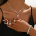Crystal Zircon Necklace Earrings Bracelet Ring Four-Piece Versatile Jewelry Set_ipsvogv.com
