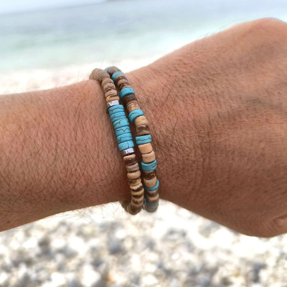 Hot Selling Jewelry Black Gallstone Cross Wooden Beads Personality Bracelet Men's Elastic Bracelet Set_ipsvogv.com