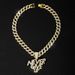 Men’s Jewelry Set Fashion Hip Hop Alloy Letter NEVE RGIVE UP Pendant Hip Hop Men's Full Diamond Personality Cuban Chain_ipsvogv.com