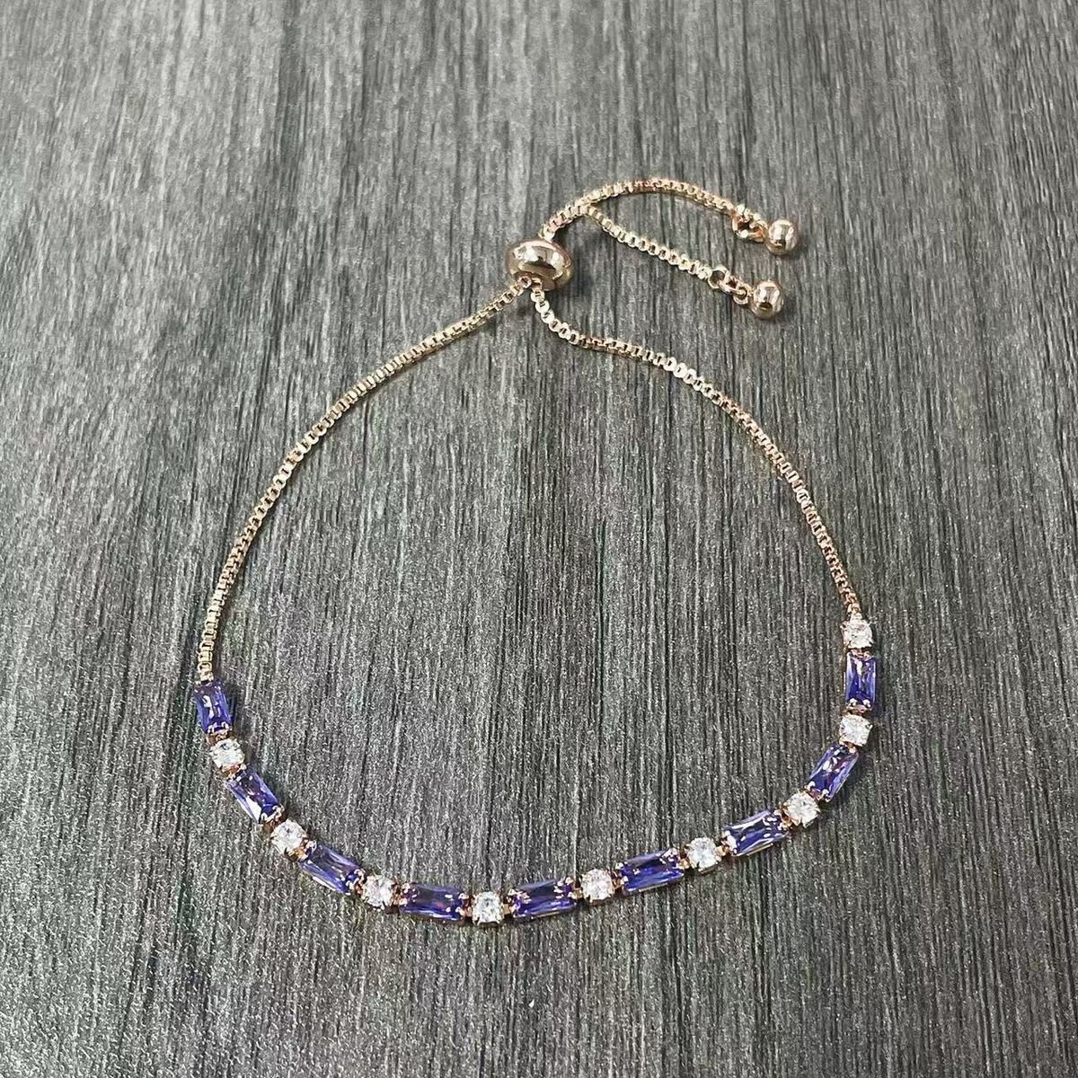 Women's Jewelry Light Luxury Purple Crystal Bracelet Imitating Moissanite Small Temperament Champagne Gold Long Lasting Non Fading Hand Jewelry_ipsvogv.com