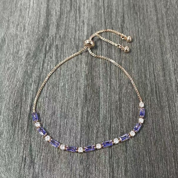 Women's Jewelry Light Luxury Purple Crystal Bracelet Imitating Moissanite Small Temperament Champagne Gold Long Lasting Non Fading Hand Jewelry_ipsvogv.com