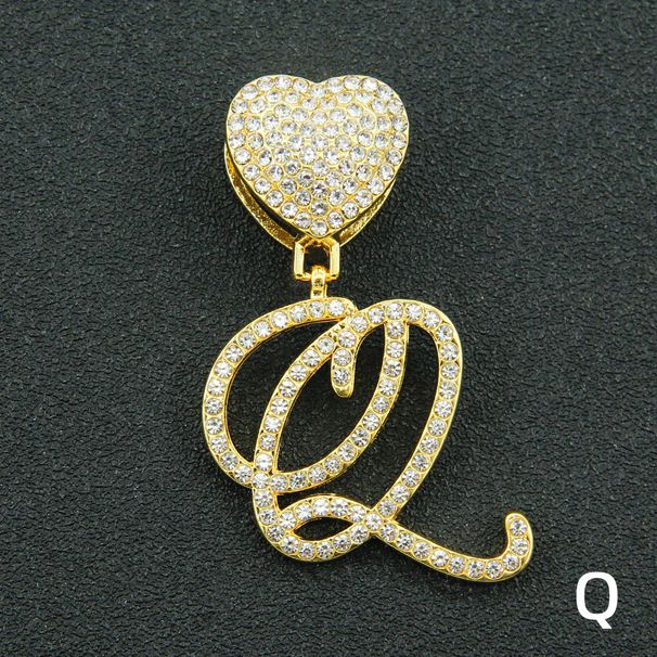 New Hip-Hop Letter Alloy Pendant Necklace With Heart Clasp And Rhinestones For Women_ipsvogv.com