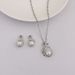 Geometric 8 shaped pearl diamond necklace earrings set bridal wedding accessories_ipsvogv.com