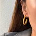 Ins Simple Real Gold Electroplated Titanium Steel Commuter Style All Match Hammer Pattern HOOP Earrings_ipsvogv.com
