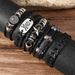 Punk Style Skull Series Leather Braided Multi-layer Pentagram Men's Bracelet Set Jewelry_ipsvogv.com