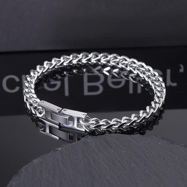 Summer New Hippo Stainless Steel Hip-Hop Men's Cuban Chain Dominant Folding Clasp Franco Bracelet_ipsvogv.com