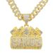 Personalized men's cool hip-hop full diamond Cuban chain trend letter exaggerated pendant necklace accessories_ipsvogv.com