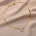 Fashionable White Zircon Titanium Steel Necklace, Women's Gold Simple Heart-shaped Thick Collarbone Chain Accessory_ipsvogv.com