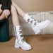 Women's Shoes punk lace up thick soled mid calf boots large size knight boots long boots_ipsvogv.com