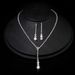 bridal jewelry fashion necklace earrings two piece set water drop diamond jewelry female set necklace simple super flash light luxury_ipsvogv.com