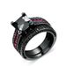 Fashion black gold ring, blue square zircon micro inlaid black gold plated double layer ring_ipsvogv.com