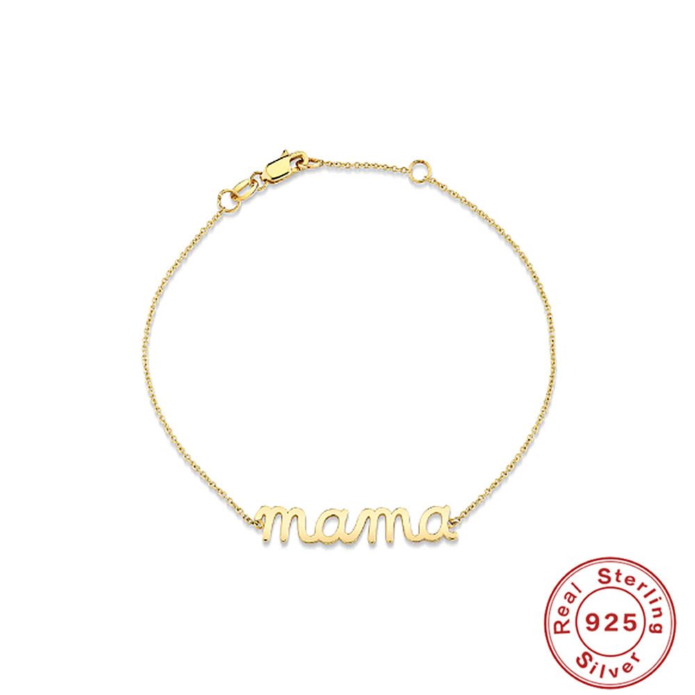 Women’s Jewelry Set Fashion Charm Bracelets Sterling Silver Minimalist Smooth Letter Mama Versatile Temperament_ipsvogv.com