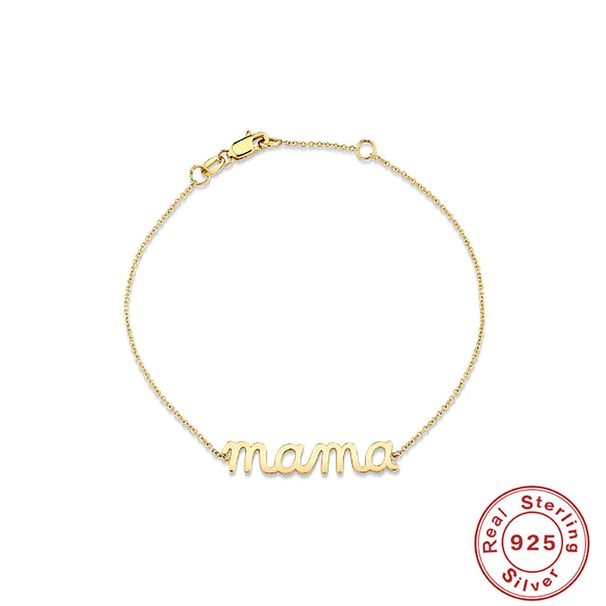 Women’s Jewelry Set Fashion Charm Bracelets Sterling Silver Minimalist Smooth Letter Mama Versatile Temperament_ipsvogv.com