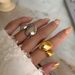 Unisex Real Gold Electroplated Titanium Steel Irregular Polished Open Ring_ipsvogv.com