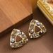 Fashionable, Simple And Colorfast, Brown Zircon Geometric Triangle With A High-end Feel, Small Fragrance, Silver Needle_ipsvogv.com