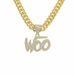INS Trendy Hip Hop Alloy Necklace with Diamonds and Exaggerated WOO Letter Pendant Personalized Accessories_ipsvogv.com