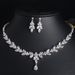 Fashion Simple Elegant Long Horse Eye Water Drop Zircon Necklace Bride Bridesmaid Wedding Banquet Set Earrings_ipsvogv.com