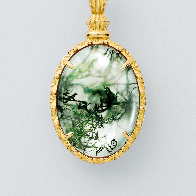 new Light Luxury Atmosphere Natural Water Grass Agate Necklace S925 Silver Inlaid Green Moss Stone Pendant Fashion Customization_ipsvogv.com