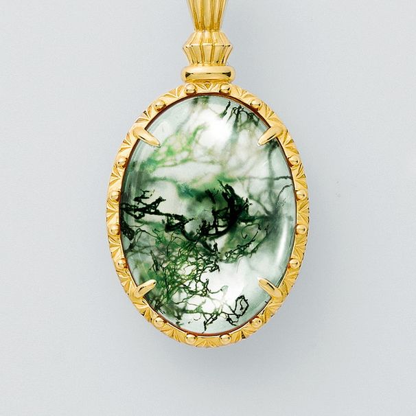 new Light Luxury Atmosphere Natural Water Grass Agate Necklace S925 Silver Inlaid Green Moss Stone Pendant Fashion Customization_ipsvogv.com
