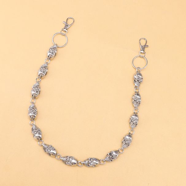 Fashion Hip Hop Personalized Hollow Skull Double Layer Metal Pants Chain Men's Versatile Halloween Accessories_ipsvogv.com