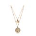 Women's Jewelry Exquisite Double Layered Gold Coin Pendant Necklace Light Luxury Niche High End Design Fashionable Multi Layer Clavicle Necklace_ipsvogv.com