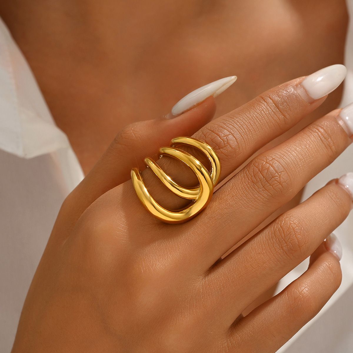 Women’s Jewelry Set Fashion Ins Geometric Light Luxury Style Female Opening Adjustable Ring Niche High End Multi Layer Winding Design Plain Ring Ring_ipsvogv.com