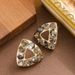 Fashionable, Simple And Colorfast, Brown Zircon Geometric Triangle With A High-end Feel, Small Fragrance, Silver Needle_ipsvogv.com