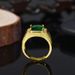 Four Clawed Emerald Domineering Men's Fashionable Square Diamond Inlaid Green Ring_ipsvogv.com