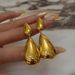 Real Gold Electroplated Titanium Steel Retro Polished Surface Teardrop Gold And Silver Earrings_ipsvogv.com