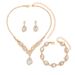 Women’s Jewelry Set Fashion New Fashionable Gold Rose Gold Three Piece Set Zircon Necklace Earrings Bracelet Bridal Set Jewelry_ipsvogv.com