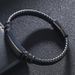 High Quality Black Woven Leather Stainless Steel Men's Bracelet With Simple And Glossy Engraved Letters_ipsvogv.com