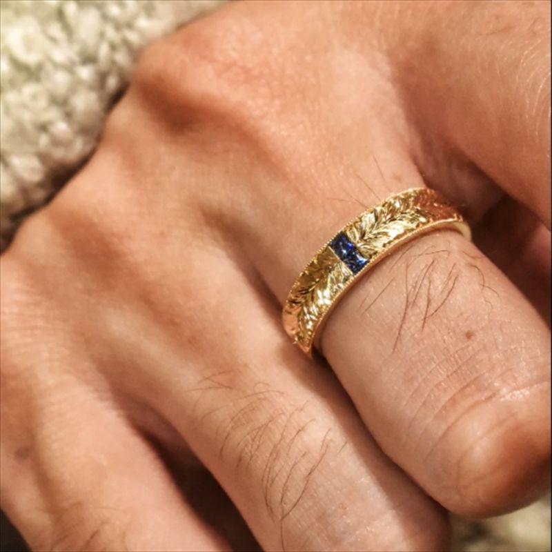 blue-green Men's Inlaid Colorful Couple Zircon Ring, Symbolizing Reunion Style, Trendy Commuting Ring, Style,_ipsvogv.com