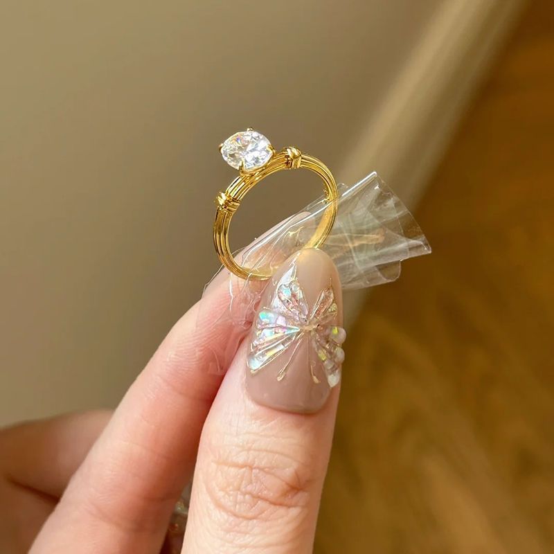Zircon Super Open Pigeon Egg Sparkling Ring Female Ins Wind Rope Knot Design Simple, Niche, High Beauty Index Finger Simple, Niche,_ipsvogv.com