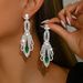Unisex Christmas Series Earrings Exquisite Super Sparkling Rhinestone Long Tassel Earrings For Women Fashionable Green Crystal Earrings_ipsvogv.com