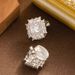 Fashionable And Exquisite Sparkling Zircon Small Square Diamond Earrings, Ear Clips Without Holes, Niche High-end_ipsvogv.com