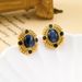 Vintage oval cat eye stone earrings with a high-end feel, niche luxury women's earrings, silver needles_ipsvogv.com