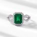 new Small Octagonal Cultivated Emerald Ring Female S925 Silver Full Inlaid Colored Gemstone Finger Ring Light Luxury Retro_ipsvogv.com