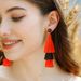 Dopamine colorful lightweight long multi layer tassel earrings high grade handmade DIY woven autumn and winter earrings_ipsvogv.com