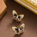 Real Gold Color Preservation, Elegant Small Fragrance Style, Three-dimensional Diamond Inlaid Zircon Butterfly Earrings,_ipsvogv.com
