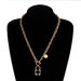 Simple Black Concentric Lock Fritillary Necklace, Temperament Metal Thick Aluminum Chain Sweater Chain For Women_ipsvogv.com