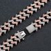 Men’s Jewelry Set Fashion Hip Hop 18mm Pink And White Zircon Spike Thorn Cuban Chain Necklace Spring Buckle Men's Personality Hip Hop Necklace_ipsvogv.com