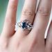 Sanjie Flower Shaped Inlaid Water Droplet Blue Zircon Ring, Female Niche High-end Crown Accessory_ipsvogv.com
