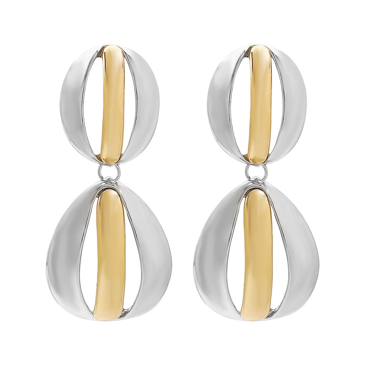 E13018 design gold and silver color blocked geometric alloy earrings, personalized, niche, high-end earrings for women_ipsvogv.com