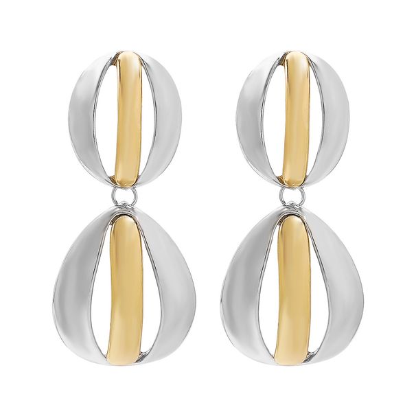 E13018 design gold and silver color blocked geometric alloy earrings, personalized, niche, high-end earrings for women_ipsvogv.com