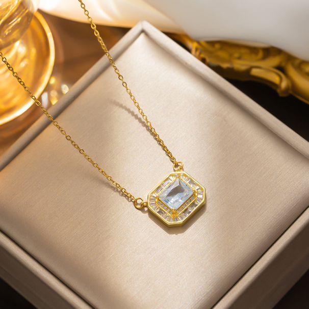New Kratos Swiss Green Topaz Pendant Women's Plating Inlaid Stone Colorful Necklace_ipsvogv.com