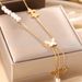 Korean Version White Shell Butterfly Pearl Necklace, Women's Titanium Steel Hollow Out Long Tassel Pendant, Fashionable_ipsvogv.com